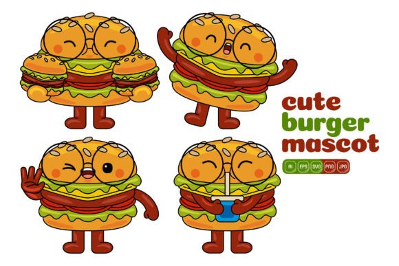 Bring Personality to Your Projects with the Cute Burger Mascot Vector Pack 04