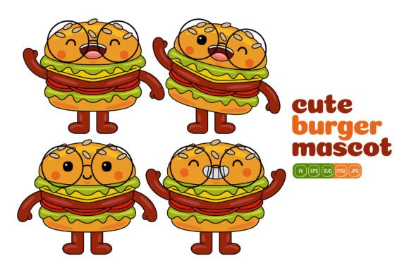 Cute Burger Mascot Vector Pack 01 for Creative Projects