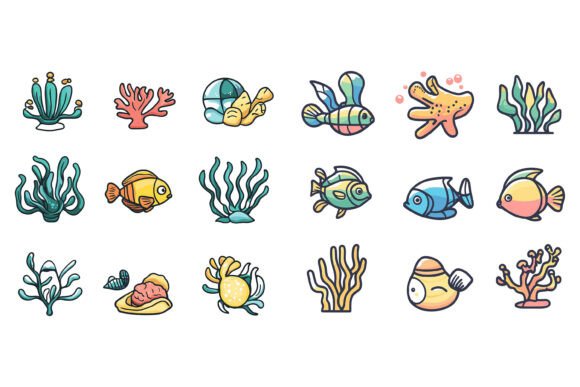 Elevate Your Projects with a Set of Sea Creatures Illustrations
