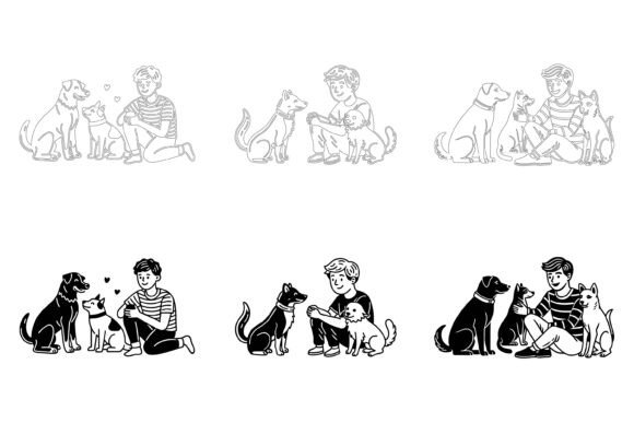 Kids Playing with Pets: Heartwarming Design Assets